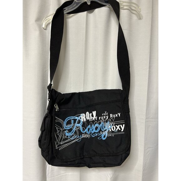 Roxy Y2k Vintage Messenger Bag Crossbody Black Blue Sling Surf - Picture 1 of 5